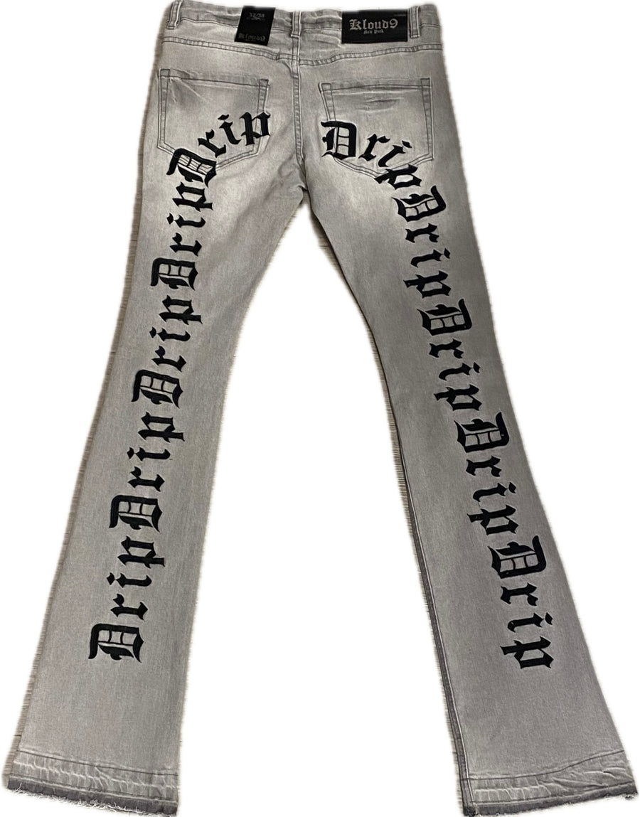 MEN’S KLOUD9 STACKED FIT WASHED GREY JEANS