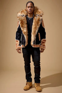 Men's El Jefe Shearling Moto Jacket black coffee 91625