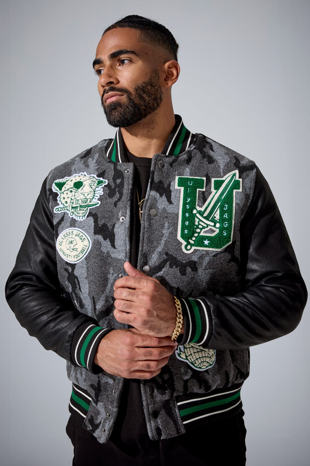 LIFE OF VICE VARSITY JACKET (BLACK CAMO) 91656