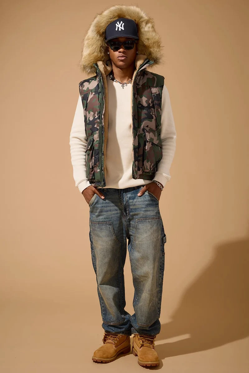Yukon Fur Lined Puffer Vest (Vintage Camo)9491VC