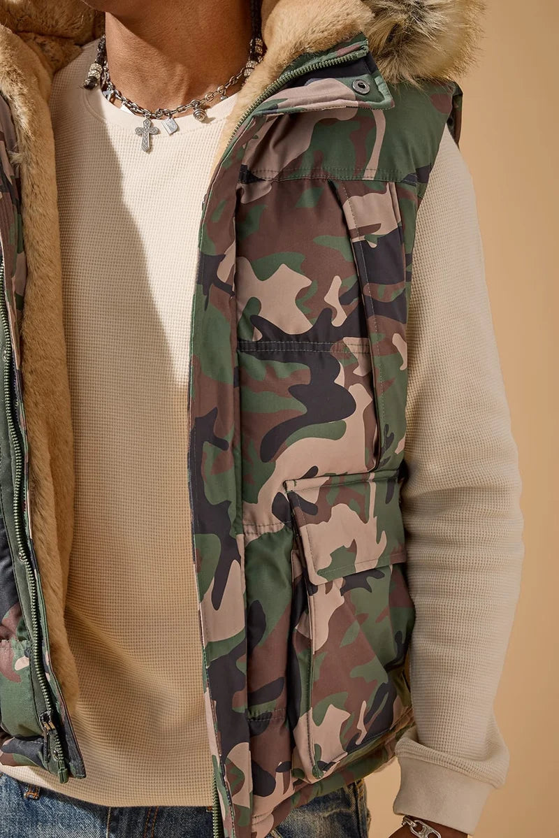 Yukon Fur Lined Puffer Vest (Vintage Camo)9491VC
