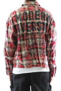 OBLIVION Long Sleeve Washed Flannel Crop Top Button Down Shirt KW-5310