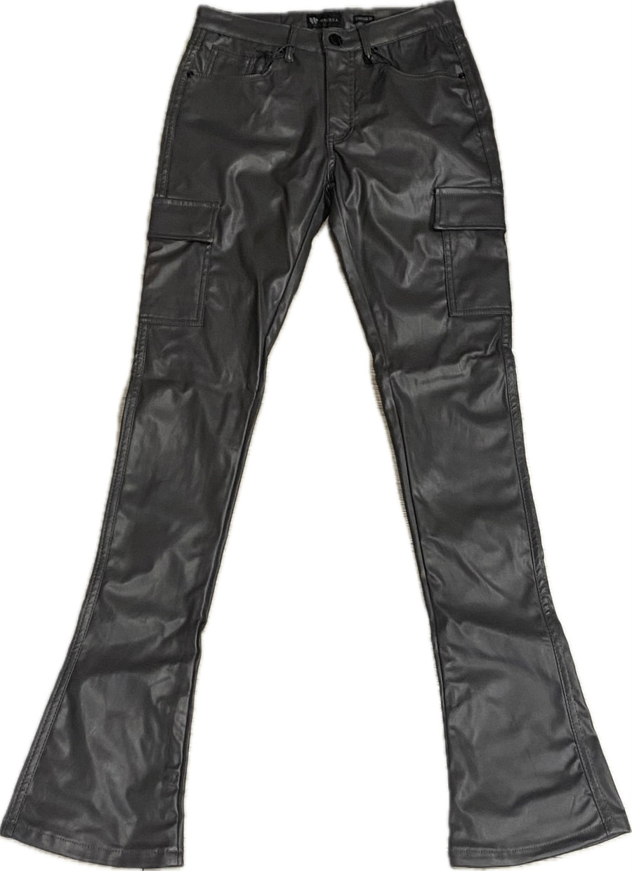 MEN’S WAIMEA STACKED FIT CHARCOAL LEATHER JEANS