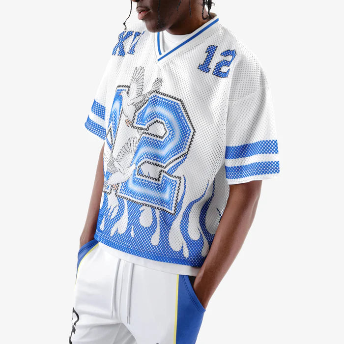 CROPPED WHITE MESH ANGEL SHORT SLEEVE