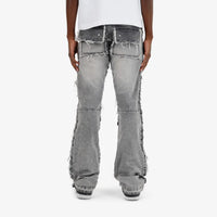 GRAY MULTI CARGO STACKED DENIMS