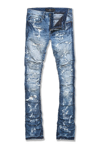 MARTIN STACKED - RIPPLE EFFECT DENIM AGED WASH Jeans
