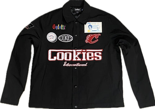 Enzo Coaches Nylon Jacket With Patches And Applique BLACK