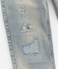 Pearls Chain Denim Jeans - Dark Blue