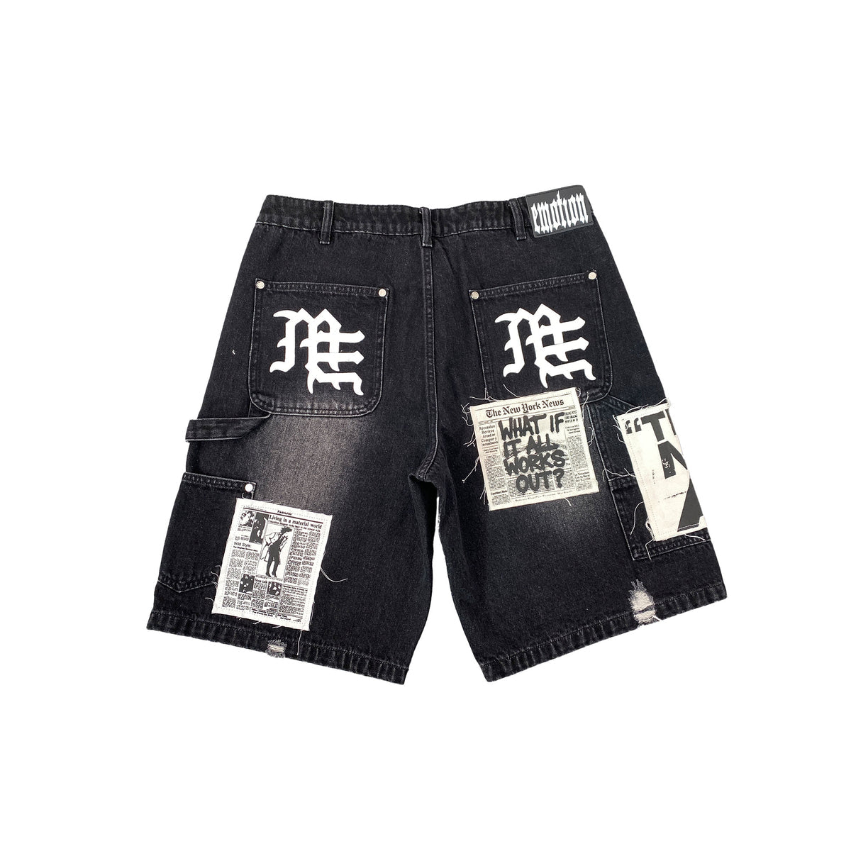 Mixed Emotion Black "AI" Denim Shorts