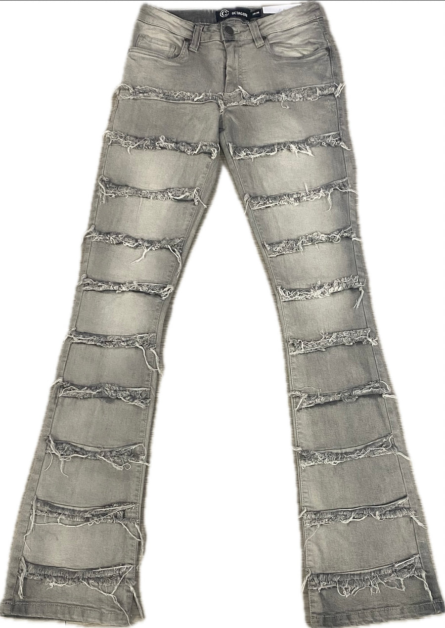 Men’s Octagon Stacked Fit Grey Denim Jeans