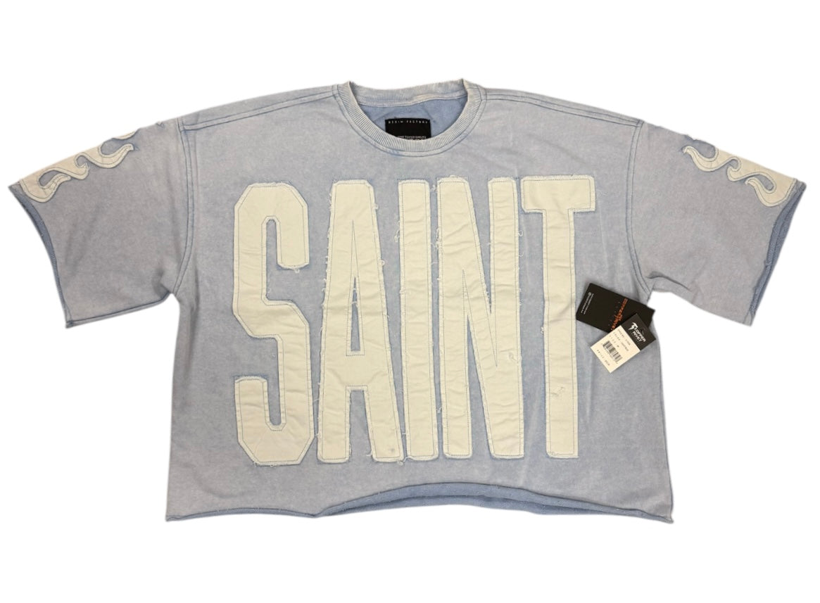 Cropped light blue Saint short sleeve shirt 511036