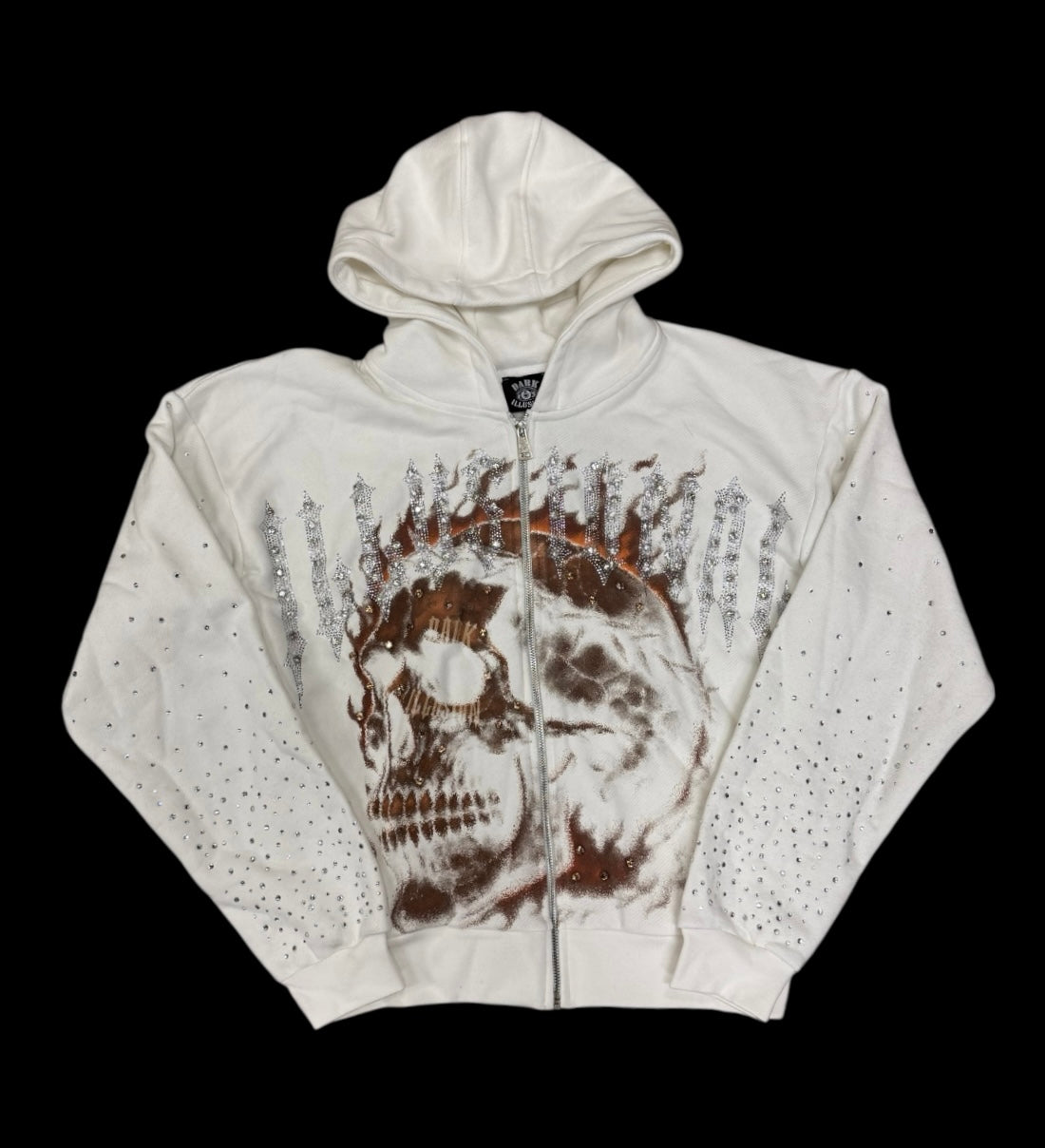 DARK ILLUSION SKULL ZIPUP HOODIE WHITE