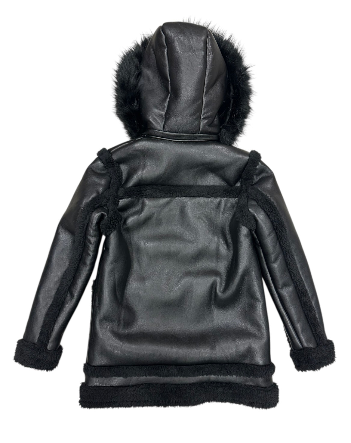LEATHER COATS WITH FUR FLJ006 BLACK