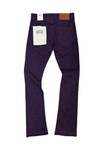 Liquid Crystal 'Diamond Crystal' Stacked Rhinestone Denim (purple ) JTF2317