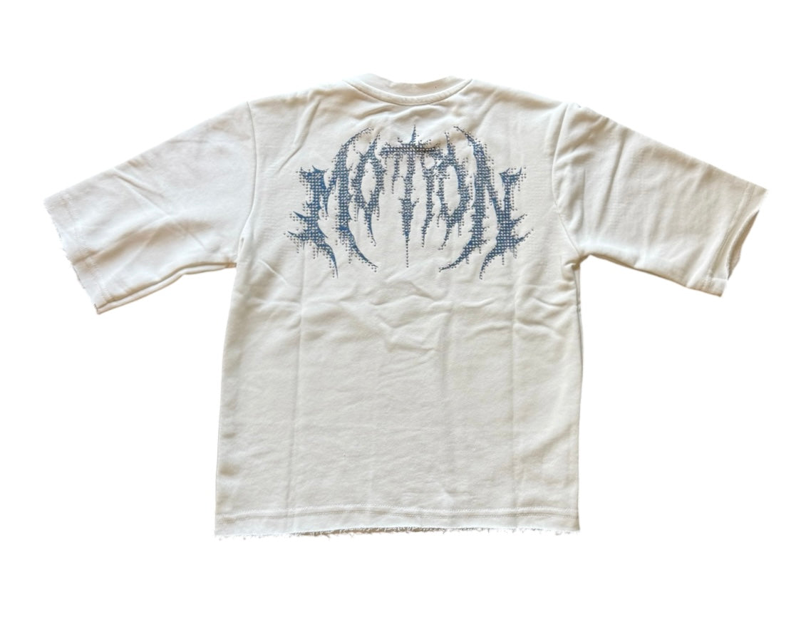 Dark illusion motion cropped shirt White