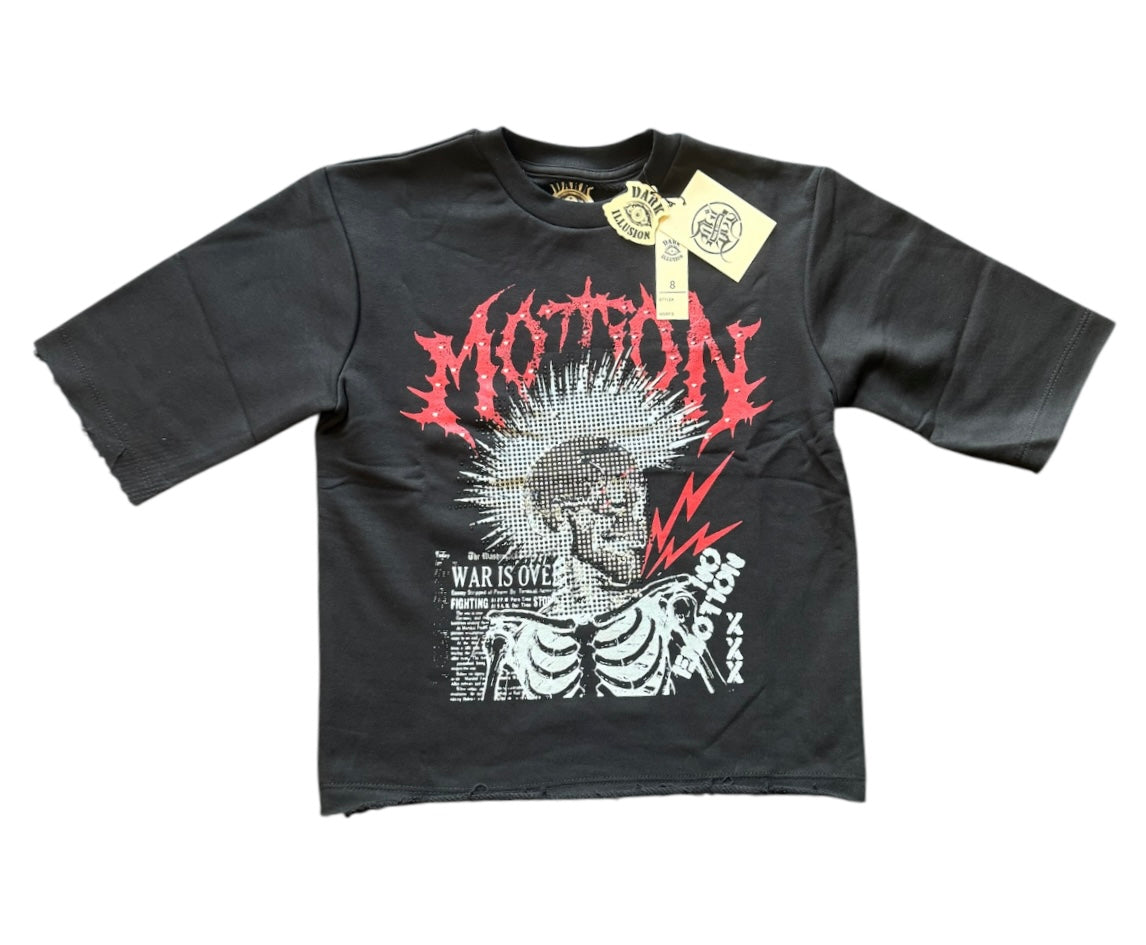 Dark illusion  motion cropped shirt Black