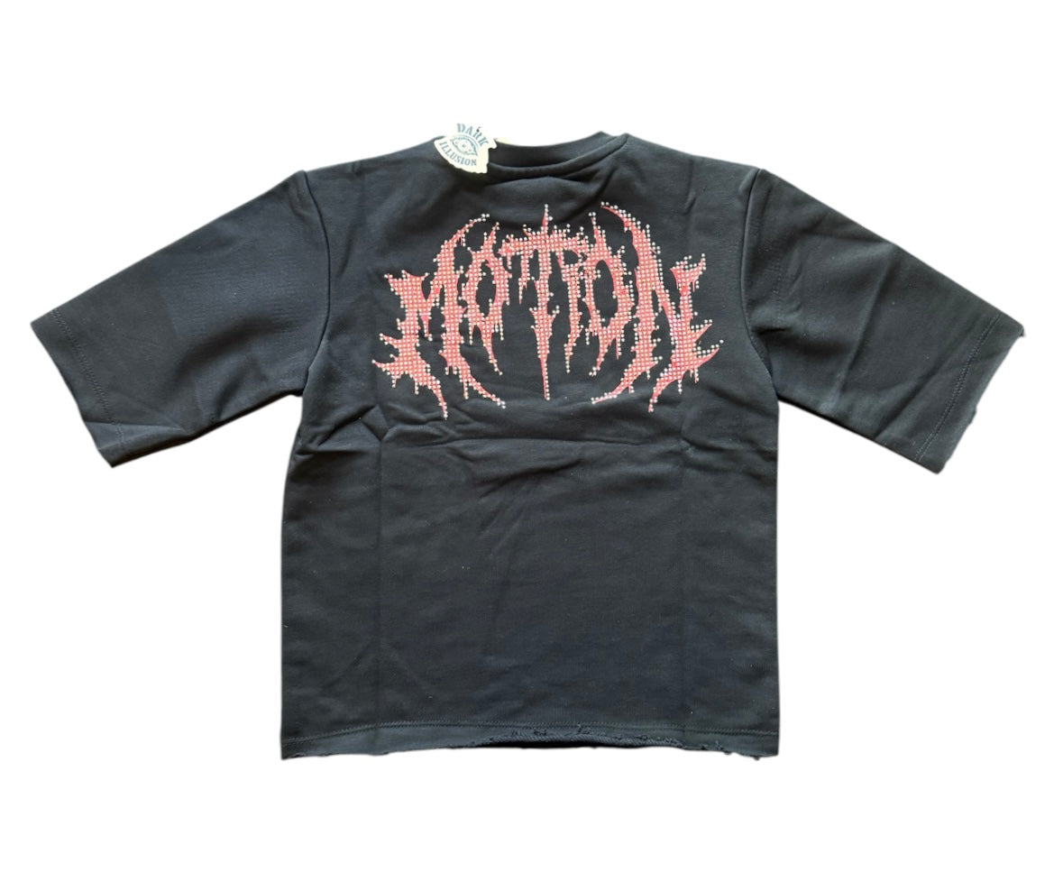 Dark illusion  motion cropped shirt Black