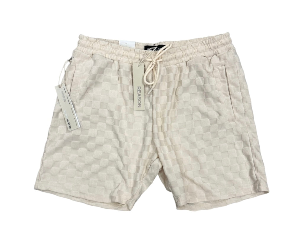 Checkerboard Towel Color Blocked Short   RSP-041 CREAM