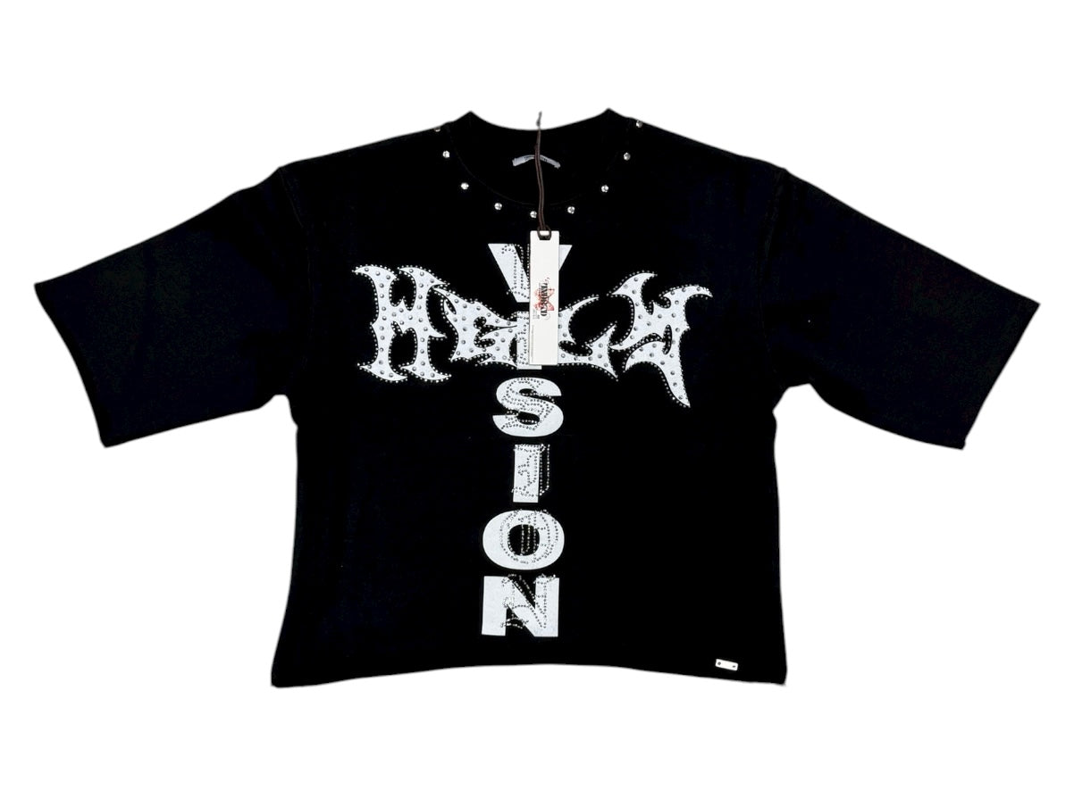 Vision Cropped Shirt  HF5500 Black/White