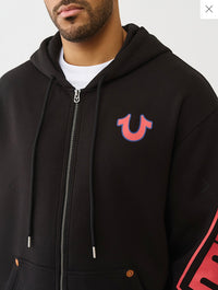 Overt Arched Logo Zip Hoodie JET BLACK 109858