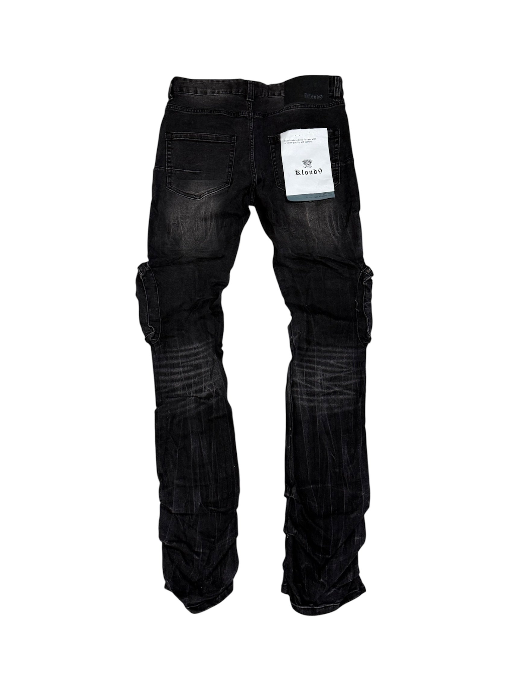 Kloud9 cargo jeans waxed black p25175