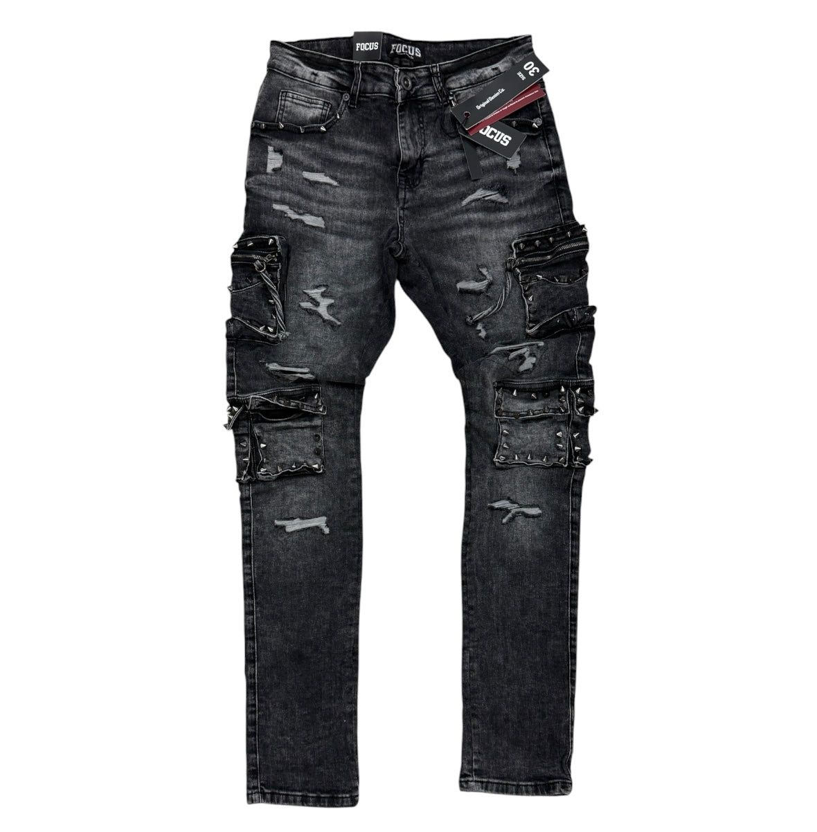 Black wash cargo denim jeans FOCUS 2401