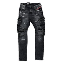 Black wash cargo denim jeans FOCUS 2401