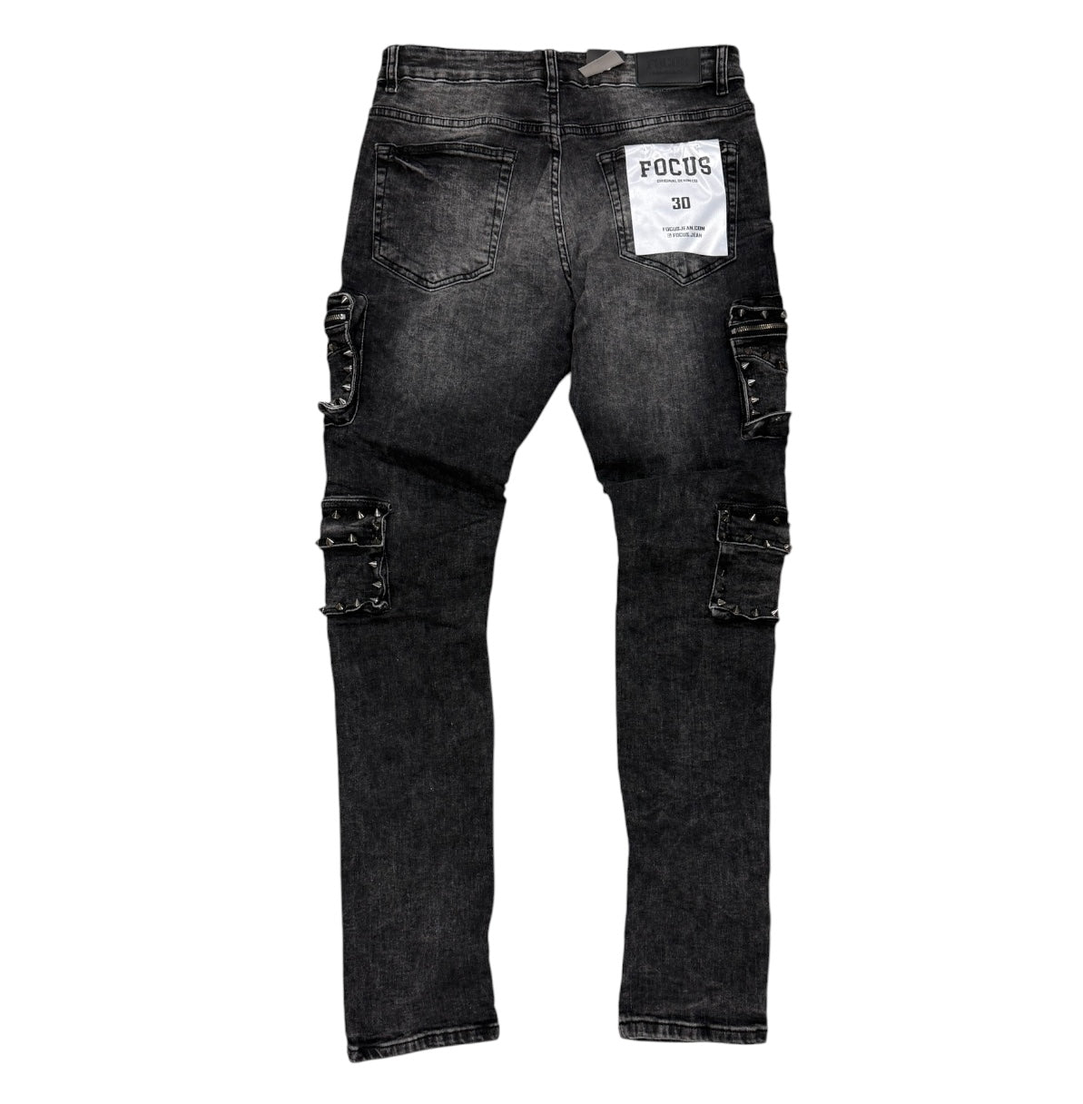 Black wash cargo denim jeans FOCUS 2401