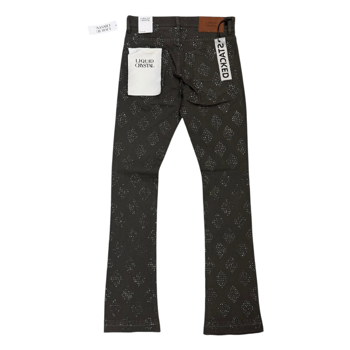 Liquid Crystal 'Diamond Crystal' Stacked Rhinestone Denim (charcoal  ) JTF2317