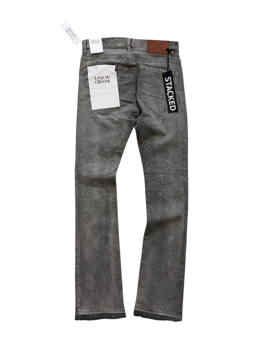 Liquid Crystal 'Diamond Crystal' Stacked Rhinestone Denim (Smoked Grey) JTF2317