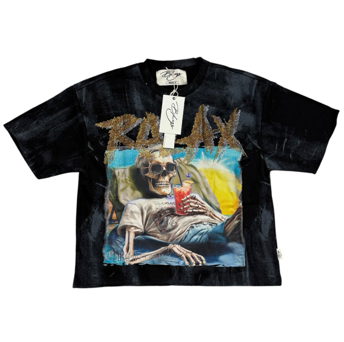 RELAX YOUR MIND CROPPED Black T1459
