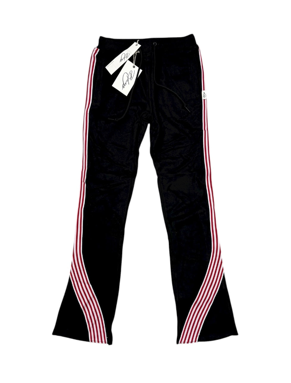 Fleece Striped Stack Sweatpants P1264 BLK/RED