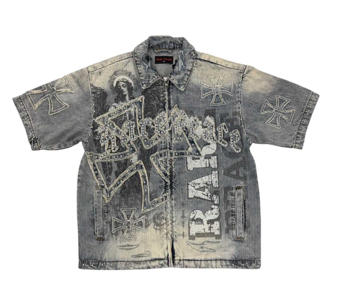 Zip up denim shirt Rare pace RJ6063 MD.TINT