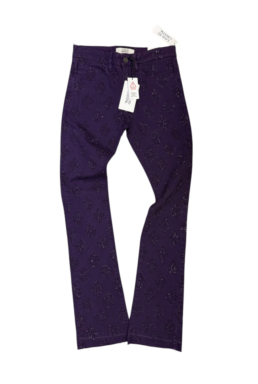 Liquid Crystal 'Diamond Crystal' Stacked Rhinestone Denim (purple ) JTF2317