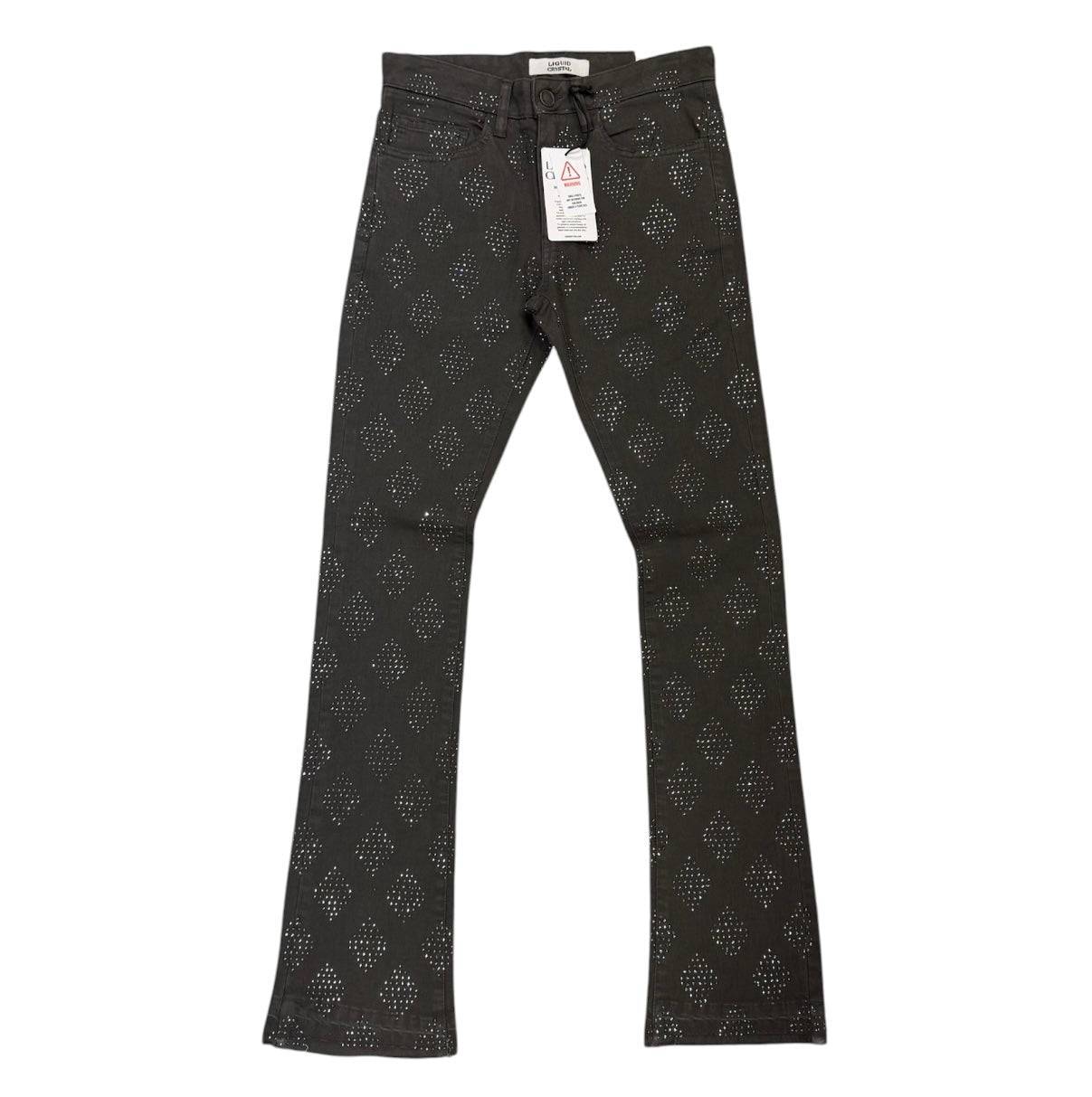 Liquid Crystal 'Diamond Crystal' Stacked Rhinestone Denim (charcoal  ) JTF2317