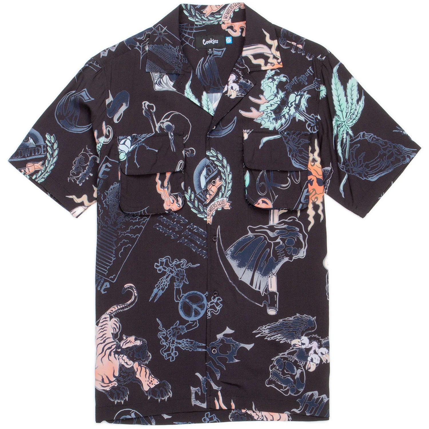 HEAVEN CAN WAIT VACA SS WOVEN SHIRT washed black