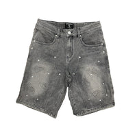 'Paisley' Denim Black Shorts