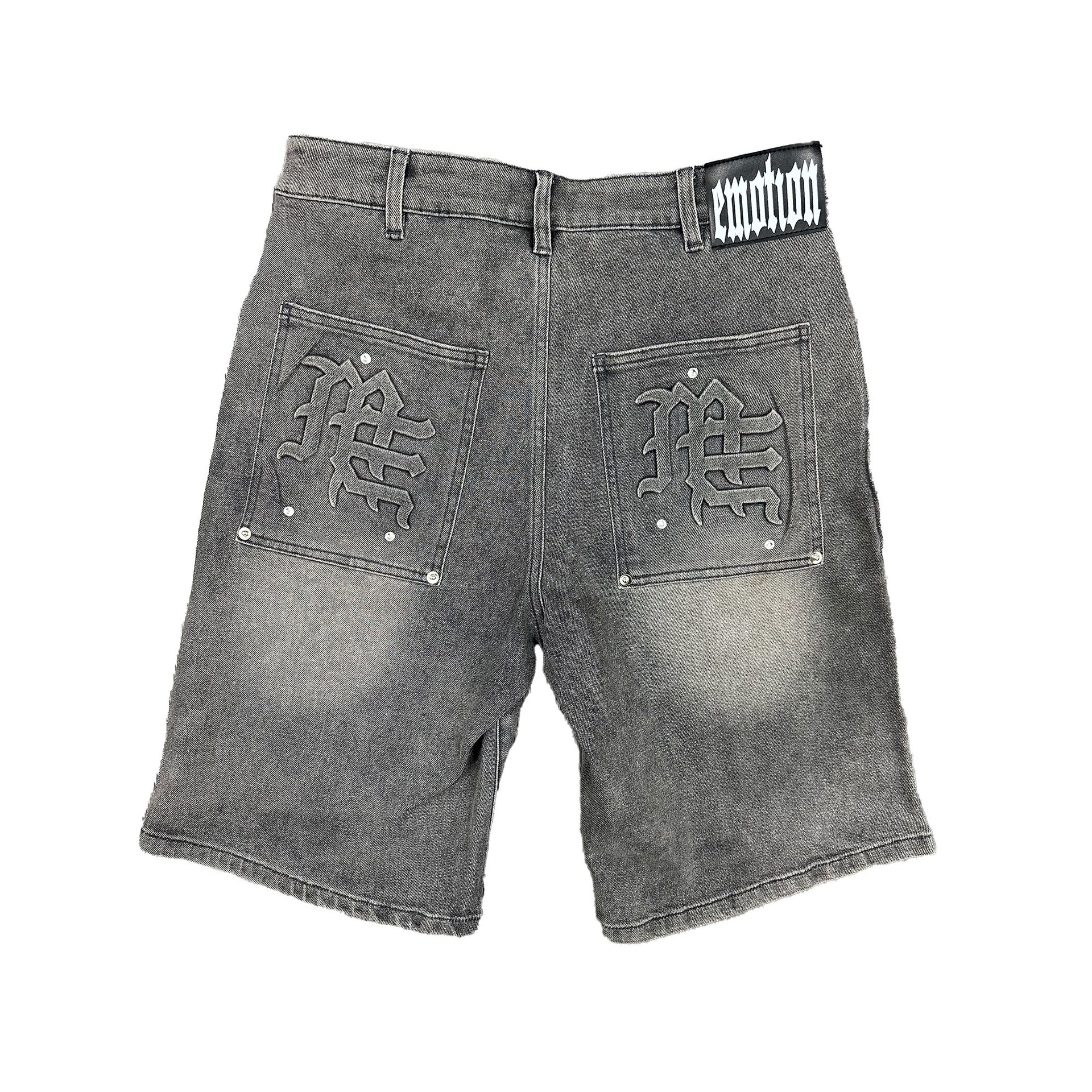 'Paisley' Denim Black Shorts