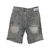 'Paisley' Denim Black Shorts