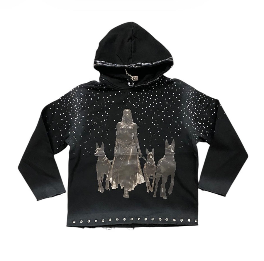 DOG CHAIN HOODIE BLACK DM5227K