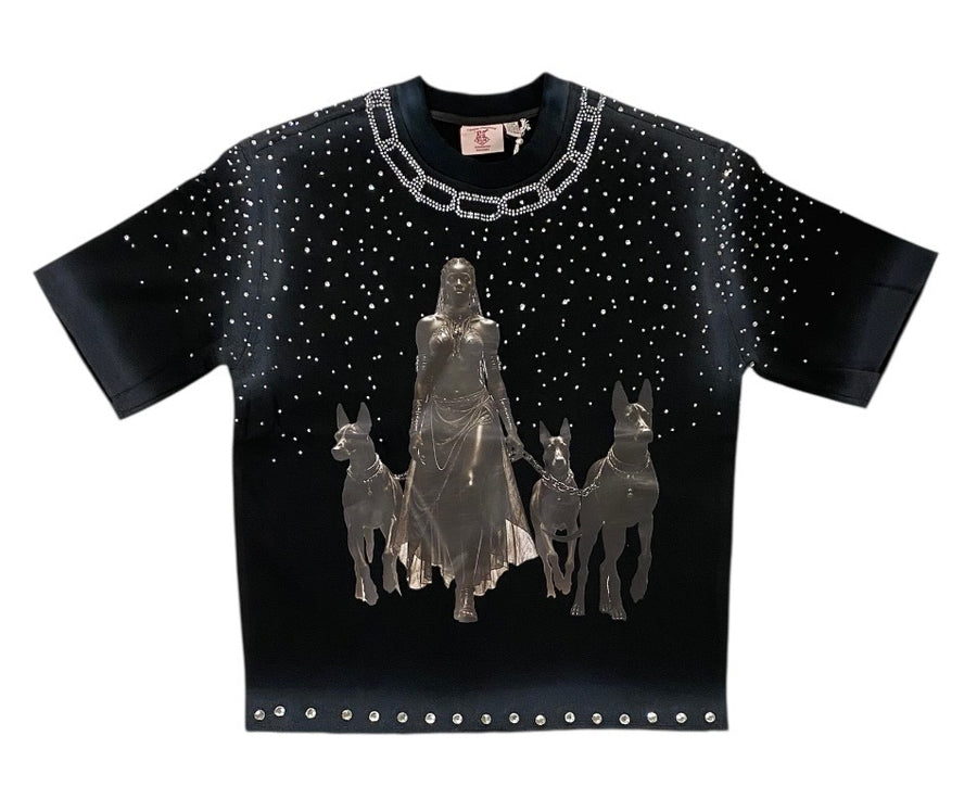 Dog Chain cropped shirt BLACK DM5232BK