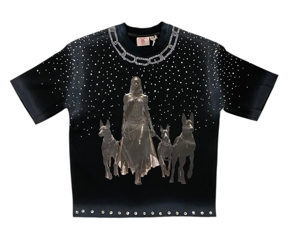 Dog Chain cropped shirt BLACK DM5232BK