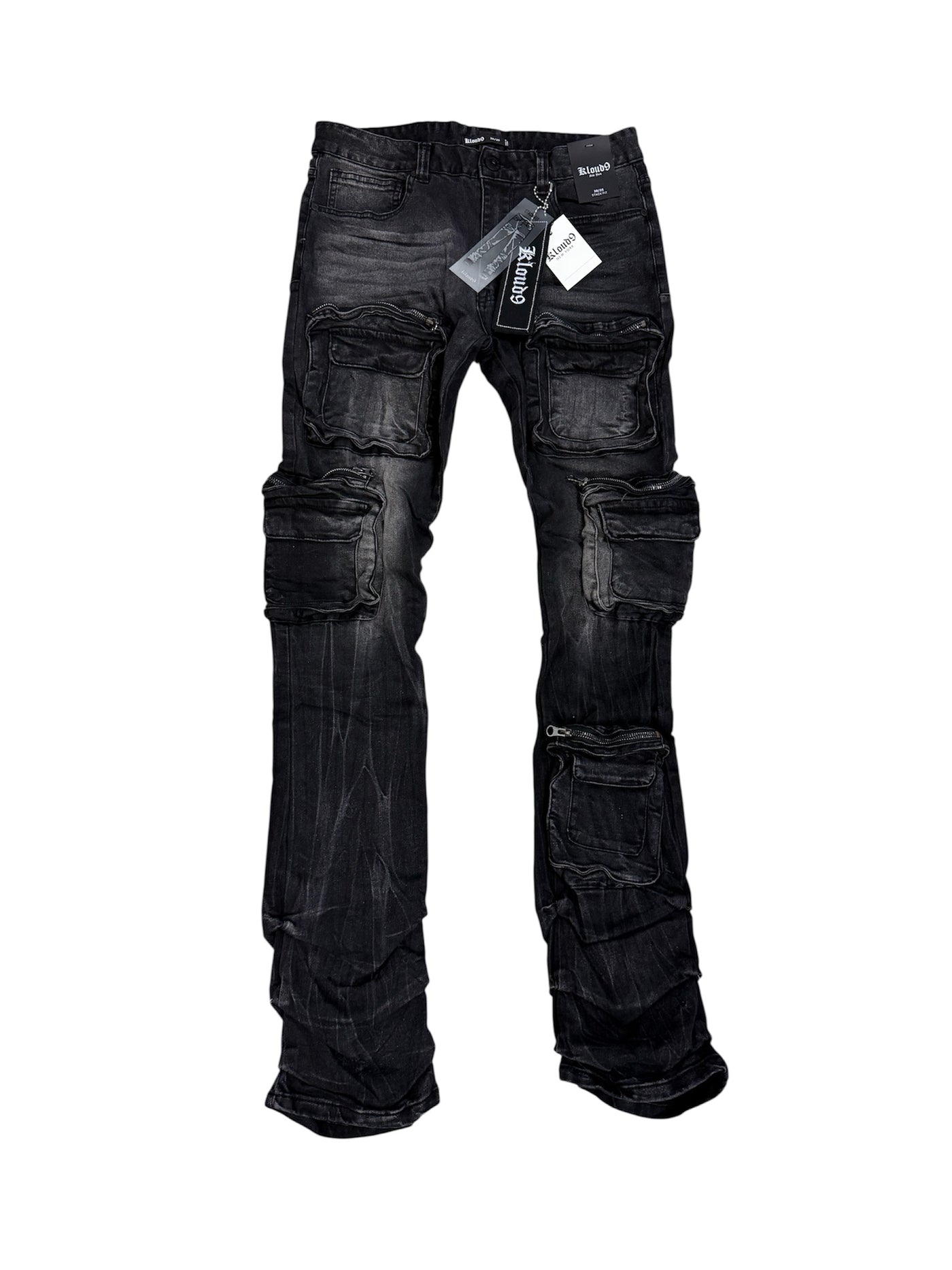 Kloud9 cargo jeans waxed black p25175