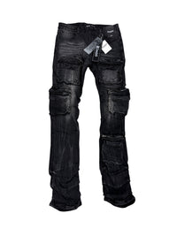 Kloud9 cargo jeans waxed black p25175
