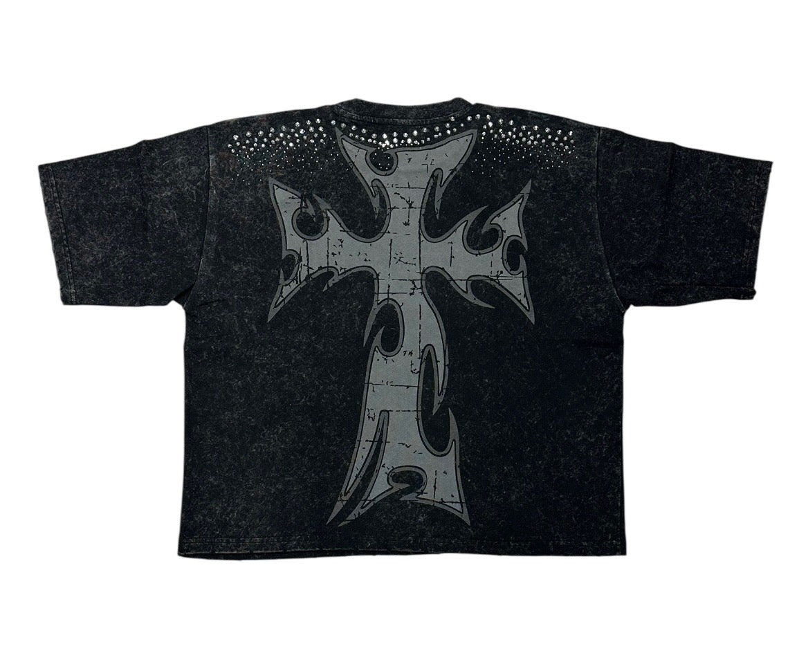KRYPT Cropped Mask Shirt Black - Urban Streetwear Crop Top KR604