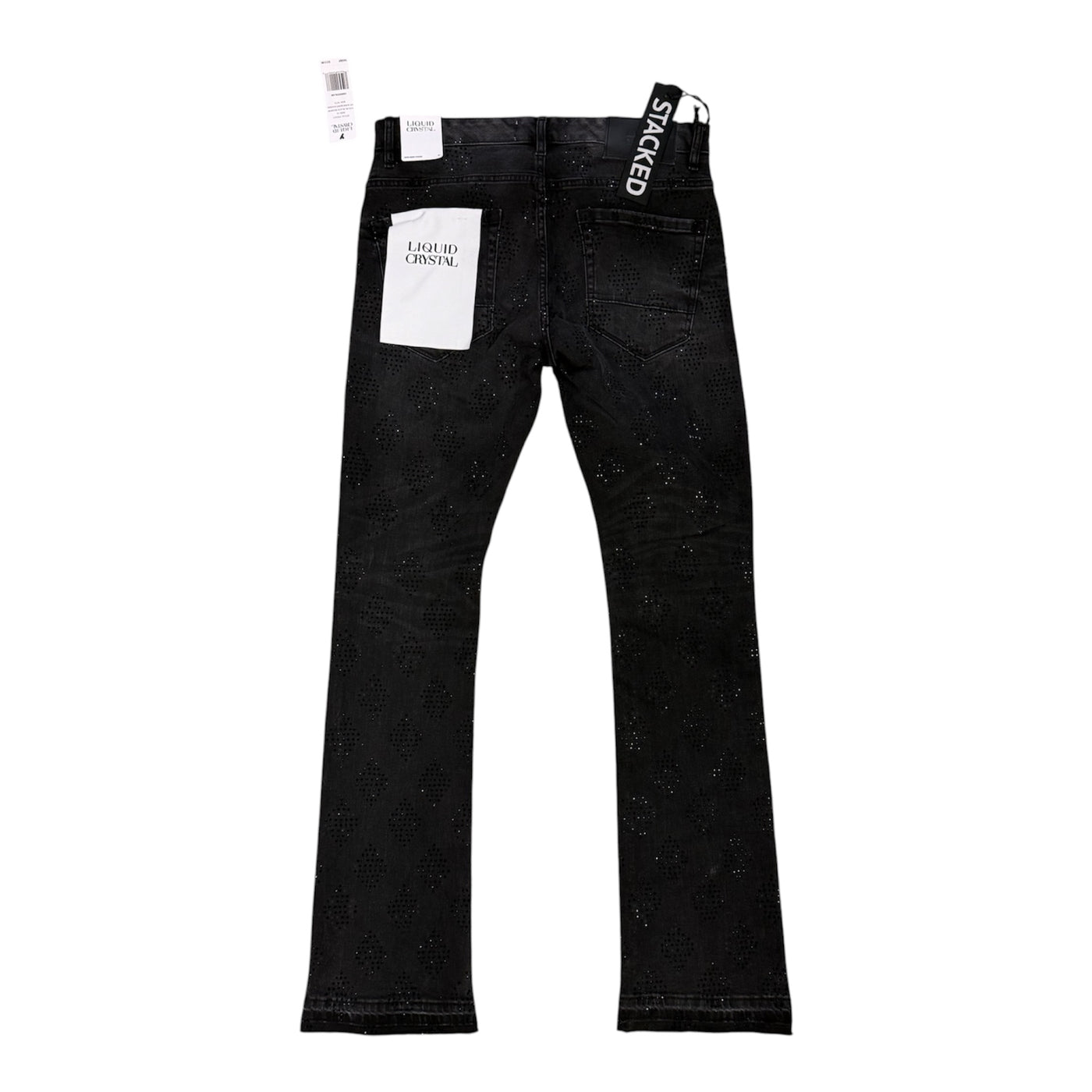 Liquid Crystal 'Diamond Crystal' Stacked Rhinestone Denim (Black Shadow ) JTF2317