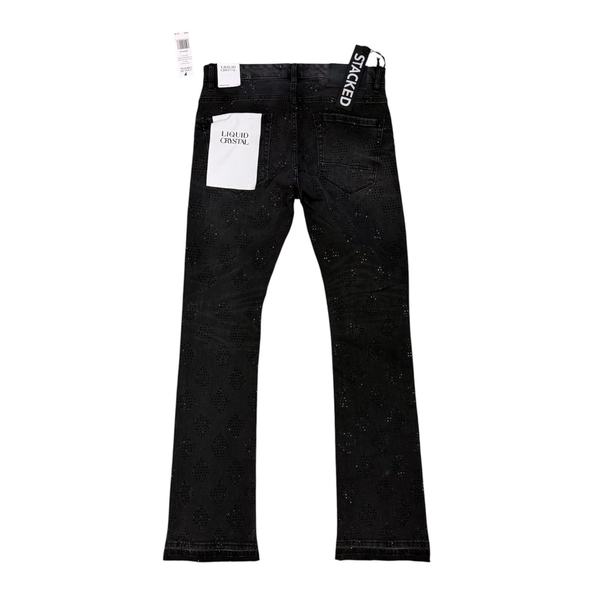 Liquid Crystal 'Diamond Crystal' Stacked Rhinestone Denim (Black Shadow ) JTF2317