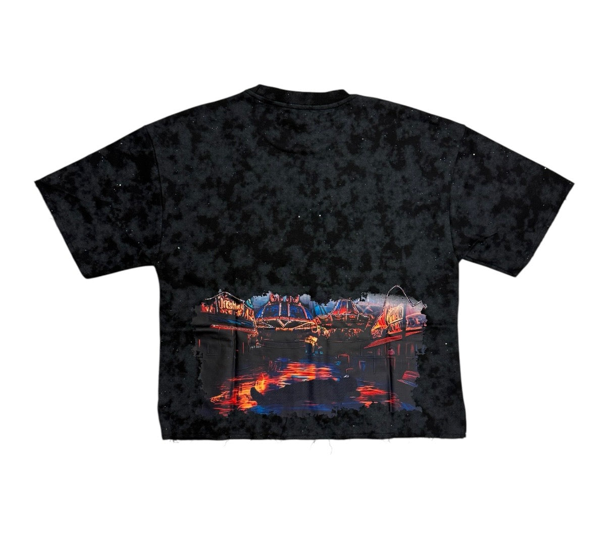 "CULTURE" Cropped T-Shirt Black Washed T1353