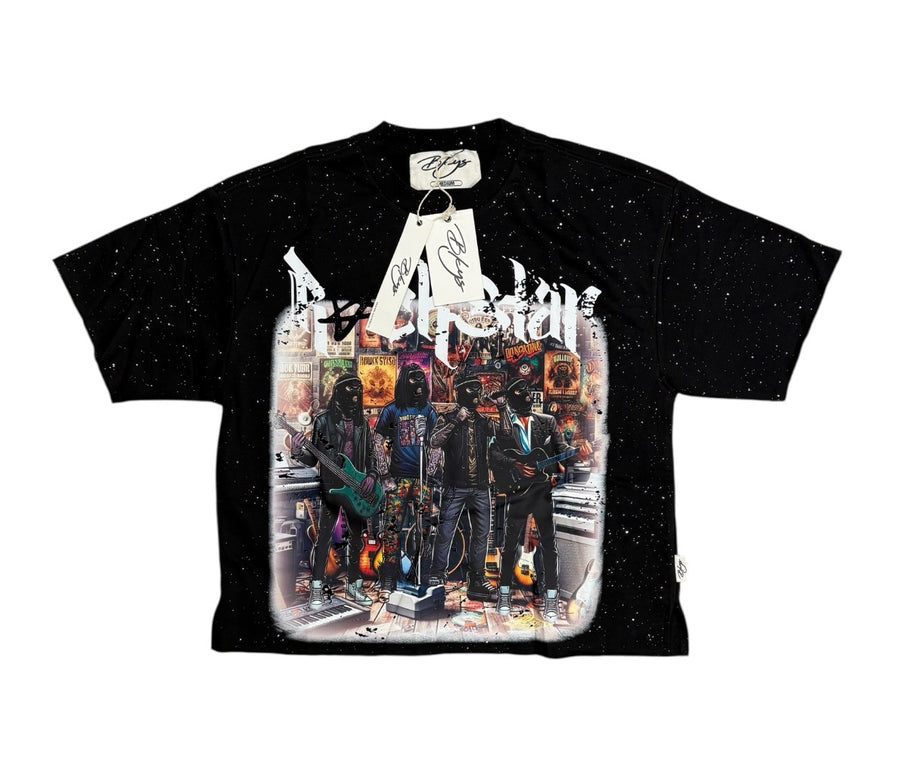 "ROCK STAR" Cropped T-Shirt Black T1225C