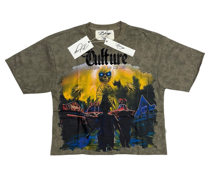 "CULTURE" Cropped T-Shirt Washed Peppermint T1353